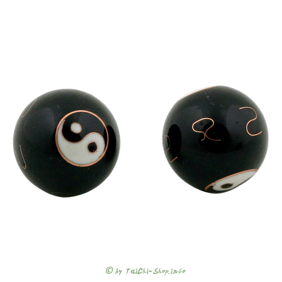 Qigong Kugeln schwarz Yin Yang (groß) 3,5 cm