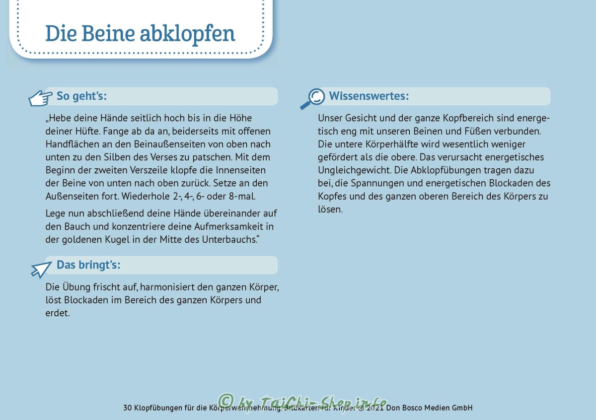 Bildkarten 30 Klopfübungen für die Körperwahrnehmung