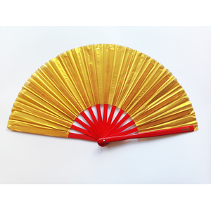 Tai Chi bungsfcher einfarbig gold mit roten Streben