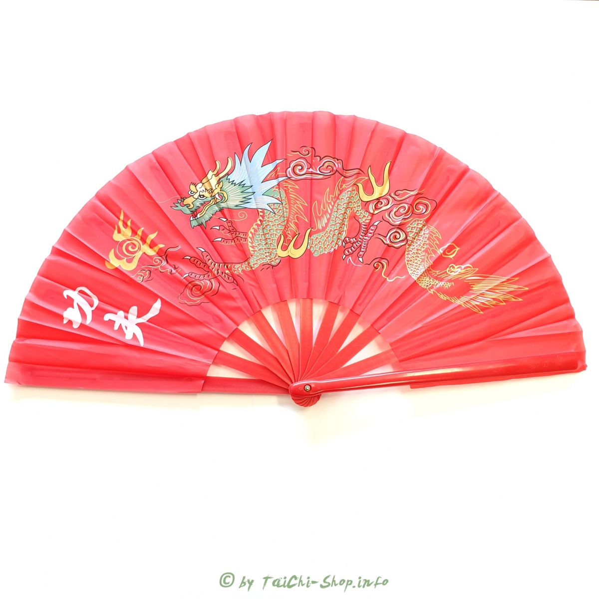 Tai Chi Übungsfächer rot / Drache bunt