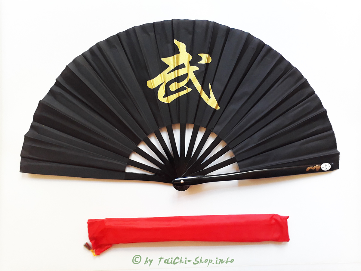 Tai Chi Übungsfächer WU - schwarz/ links