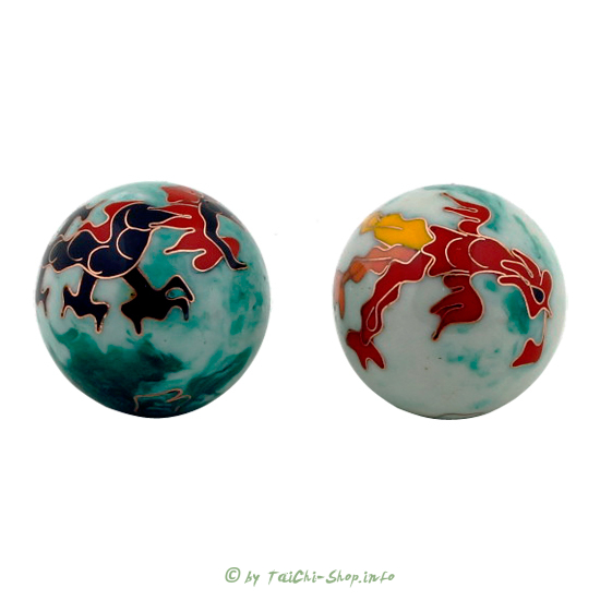 Qigong Kugeln Drache & Phönix hellblau 3,5 cm