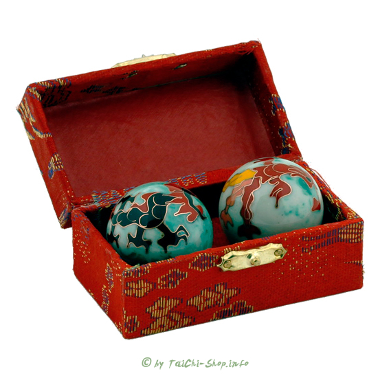 Qigong Kugeln Drache & Phönix hellblau 4 cm
