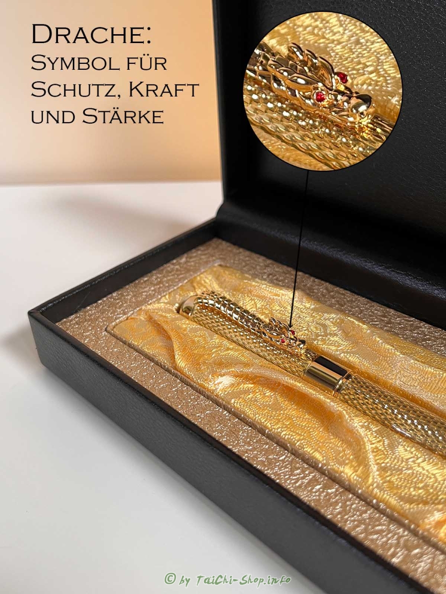 Goldener Drachen-Füllfederhalter in edler Geschenkbox