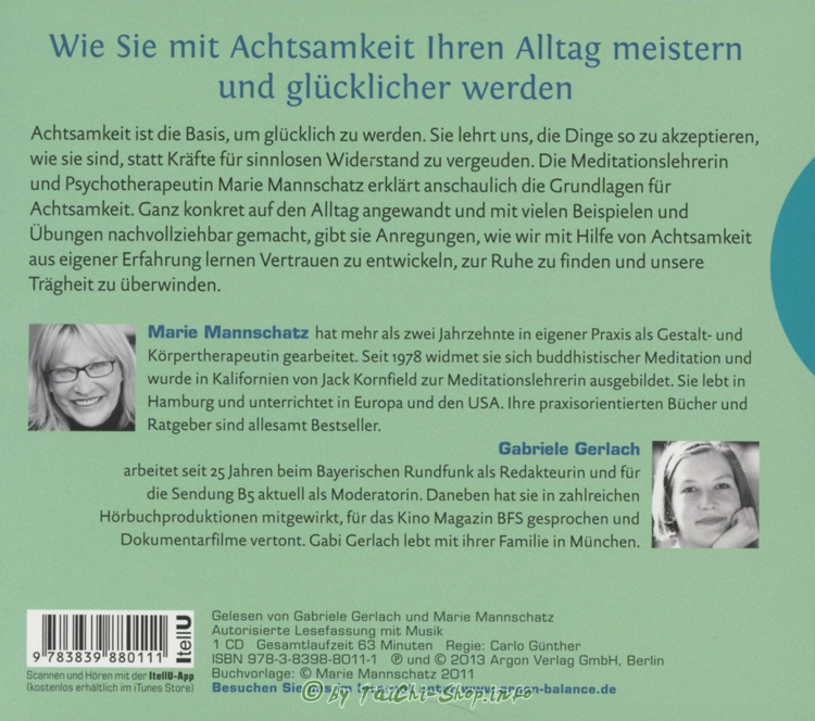  Hörbuch - Marie Mannschatz: Der Weg der Achtsamkeit