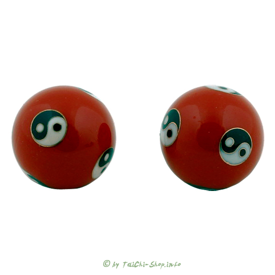 Qigong Kugeln rot (Yin Yang) 4 cm