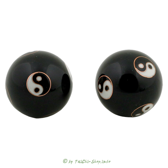 Qigong Kugeln schwarz (Yin Yang) 4 cm