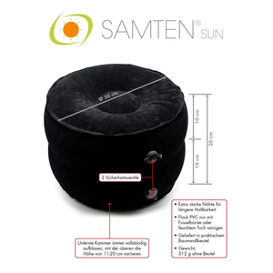 Aufblasbares Meditationskissen Samten sun schwarz Aufblasbares Meditationskissen Samten sun schwarz