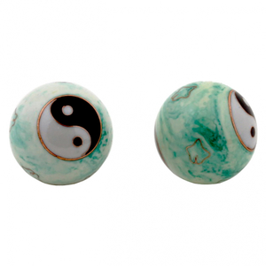 Qiqong Kugeln Yin Yang weiß/grün 3,5 cm Qiqong Kugeln Yin Yang weiß/grün 3,5 cm