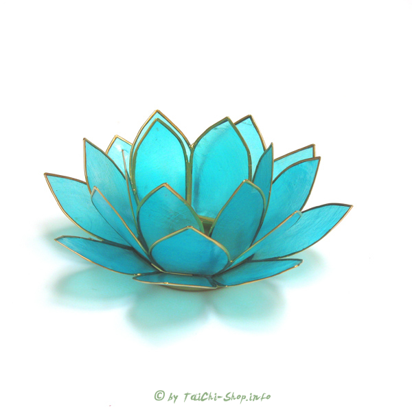 Chakra Lotus Licht Chakra 5 hellblau mit Rand goldfarbig