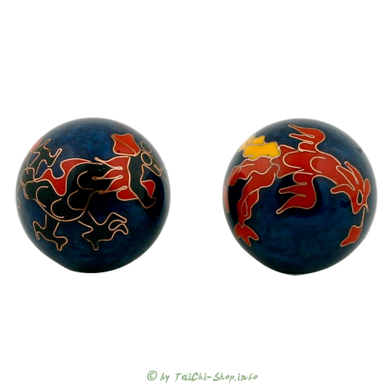 Qigong Kugeln Drache & Phönix dunkelblau 3,5 cm
