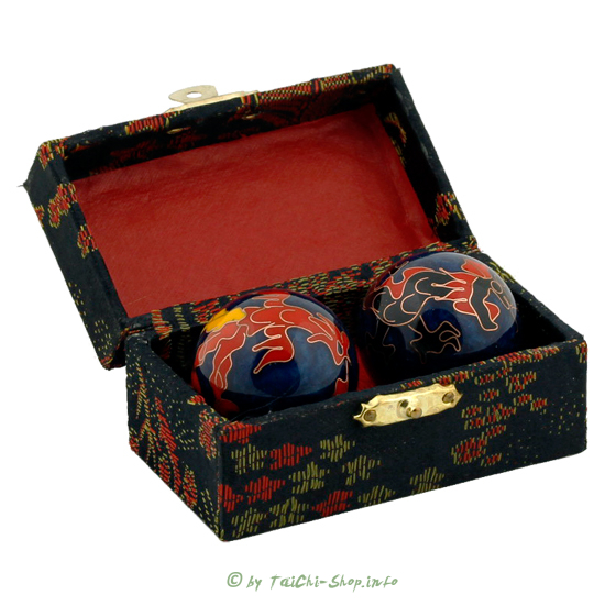 Qigong Kugeln Drache & Phönix dunkelblau 3,5 cm