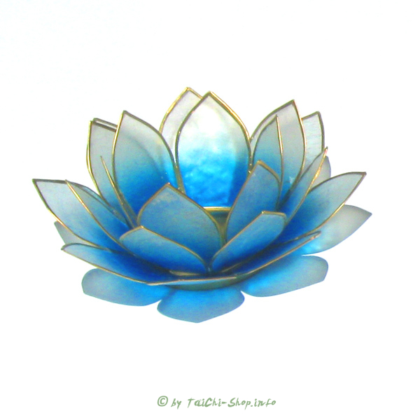 Chakra Lotus Licht Chakra 7 blau-weiß mit Rand goldfarbig