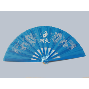 Tai Chi bungsfcher blau / weier Drache + yin yang