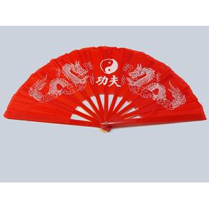 Tai Chi bungsfcher rot / weier Drache + Yin Yang