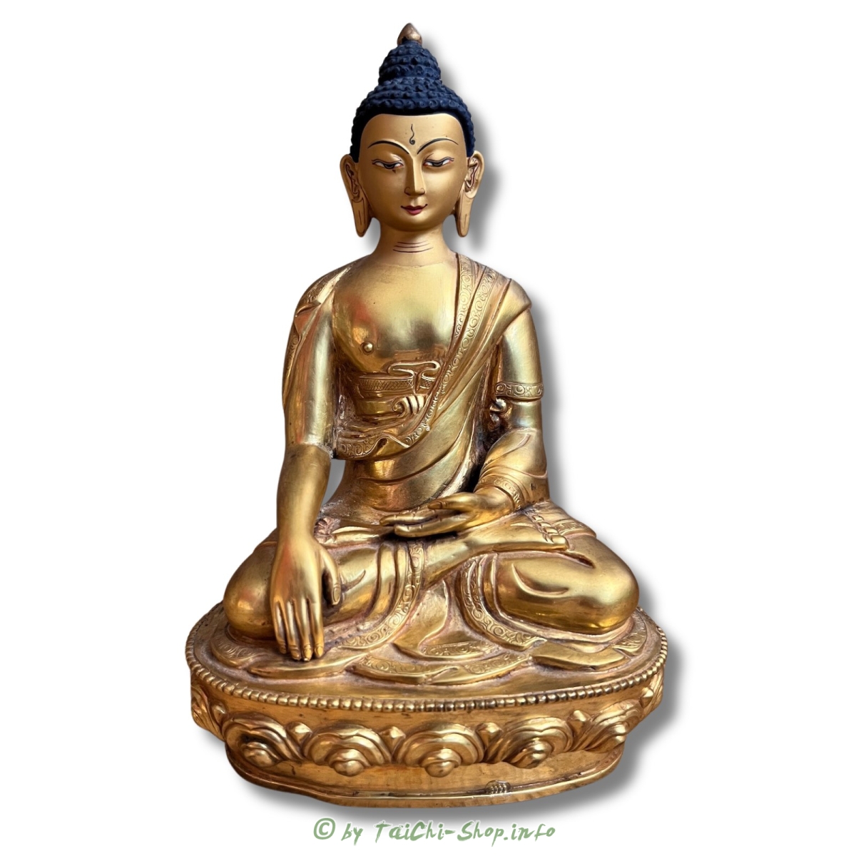 Buddha Figur Bronze Tibet vergoldet, 19 cm