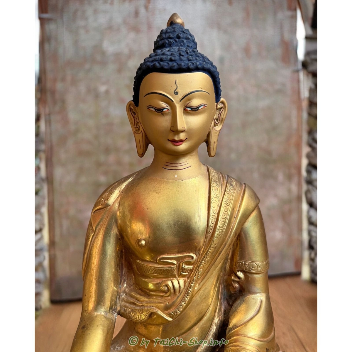 Buddha Figur Bronze Tibet vergoldet, 19 cm
