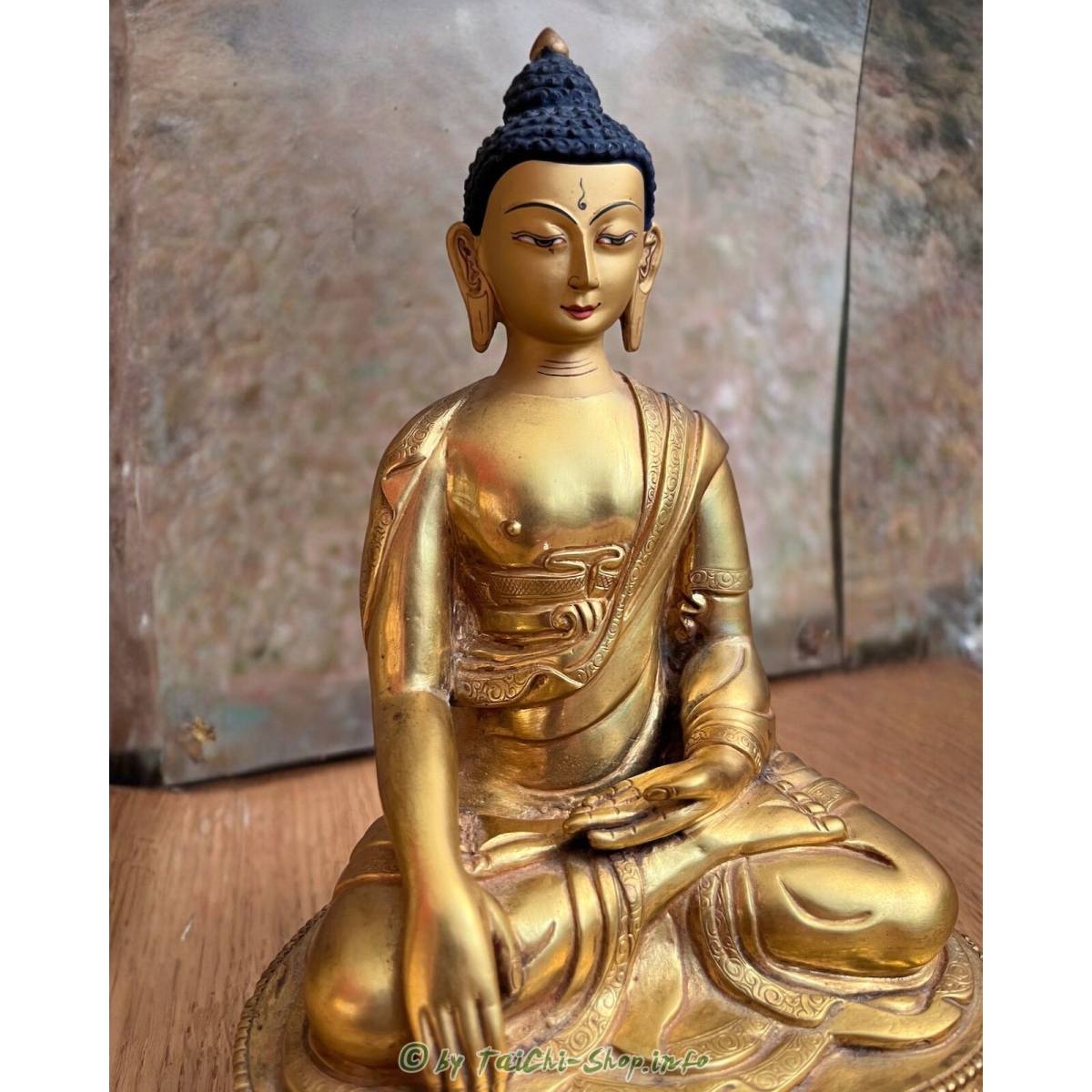 Buddha Figur Bronze Tibet vergoldet, 19 cm