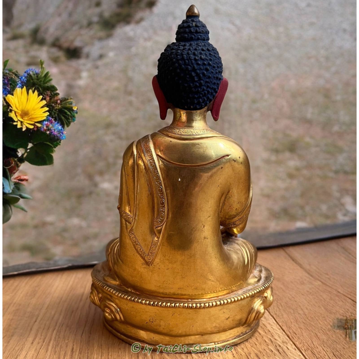 Buddha Figur Bronze Tibet vergoldet, 19 cm