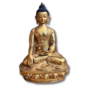 Buddha Figur Bronze Tibet vergoldet, 19 cm