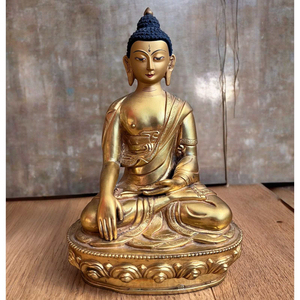 Buddha Figur Bronze Tibet vergoldet, 19 cm