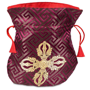 Mala Tasche - Brokat rot mit Doppel Dorje