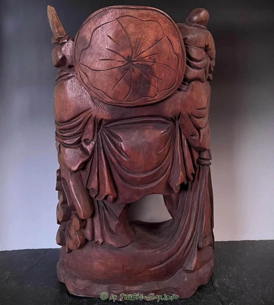 Lachender Budai / Hotei, Holz, rotbraun, 61cm
