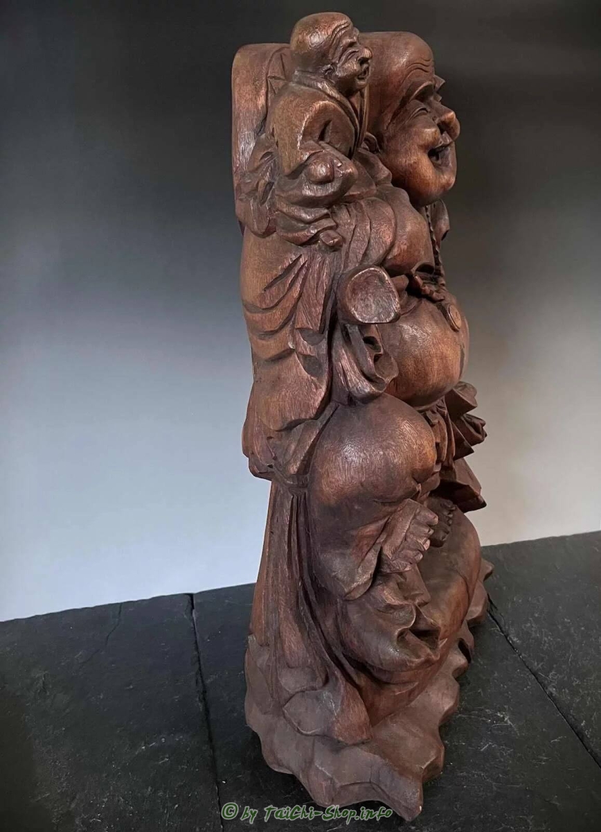 Lachender Budai / Hotei, Holz, rotbraun, 61cm