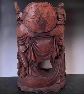 Lachender Budai / Hotei, Holz, rotbraun, 61cm