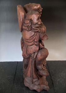 Lachender Budai / Hotei, Holz, rotbraun, 61cm