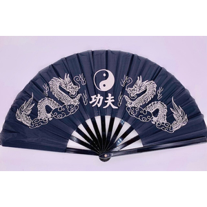 Tai Chi bungsfcher schwarz / weier Drache + Yin Yang