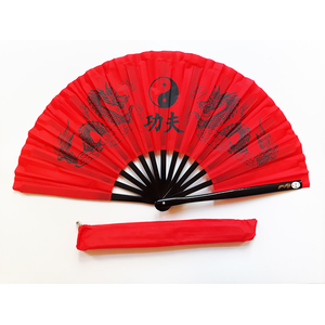 Tai Chi bungsfcher rot mit schwarzem Drachen
