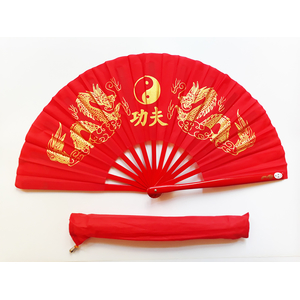 Tai Chi bungsfcher rot mit goldenem Drachen