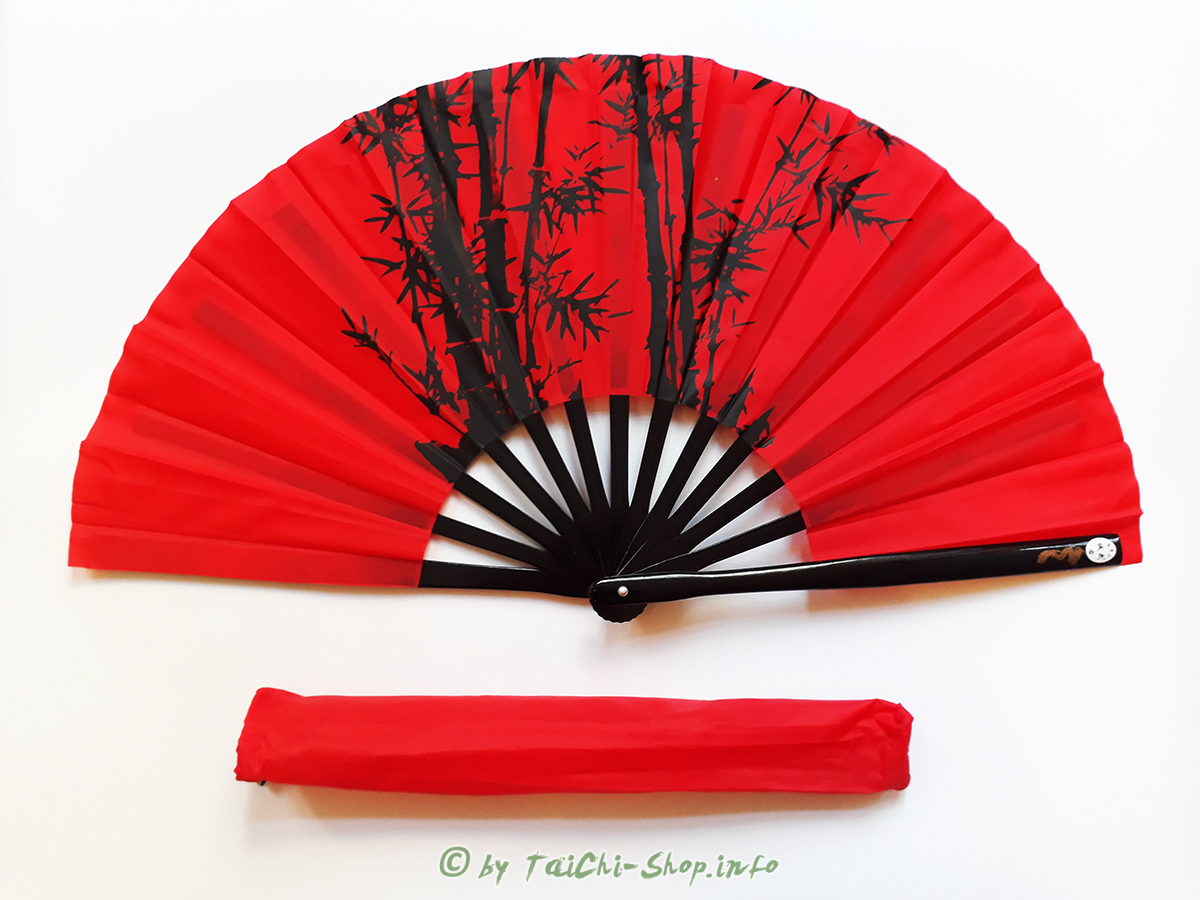 Tai Chi Übungsfächer rot / Bambusmotiv