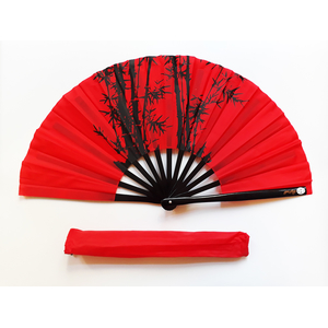 Tai Chi Übungsfächer rot / Bambusmotiv Tai Chi Übungsfächer rot / Bambusmotiv