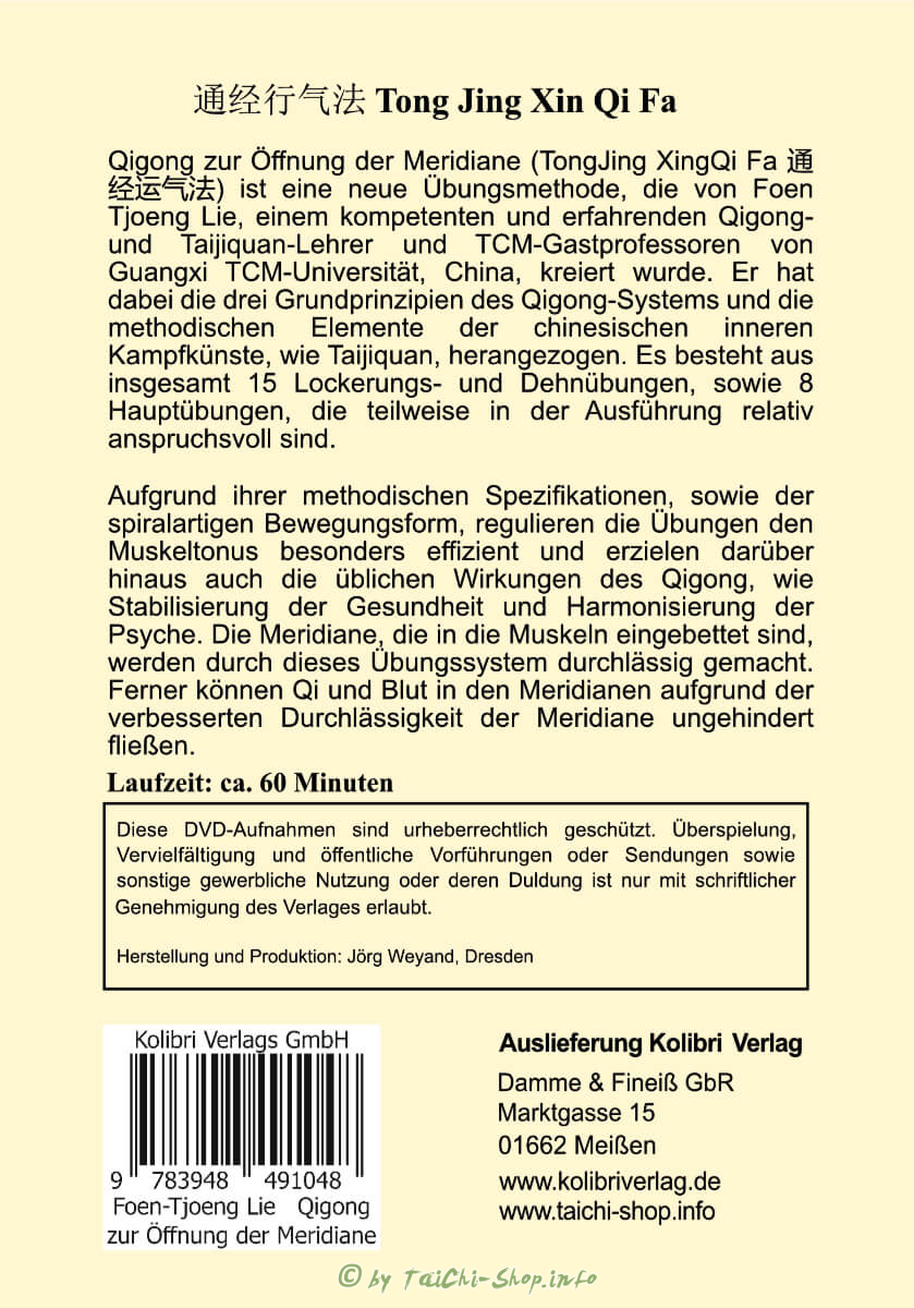 DVD: Tong Jing Xin Qi Fa - Qigong zur Öffnung der Meridiane
