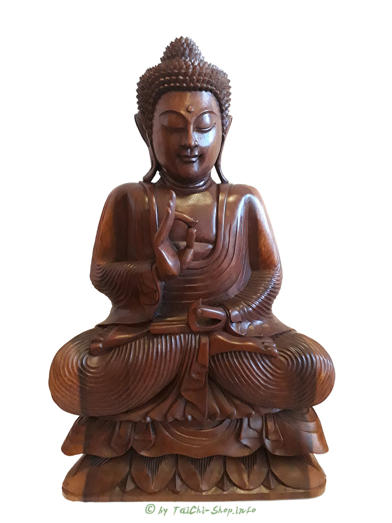 Buddhastatue, Holz, Vitarka-Mudra, Lotusthron 60cm