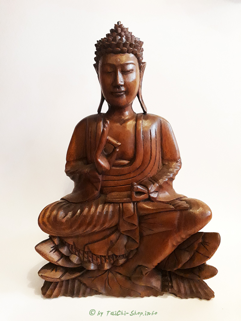 Buddhastatue, Holz, Vitarka-Mudra, 41cm