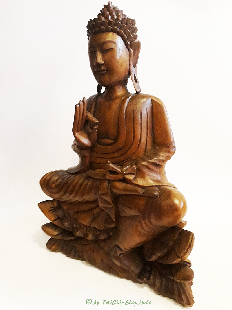 Buddhastatue, Holz, Vitarka-Mudra, 41cm