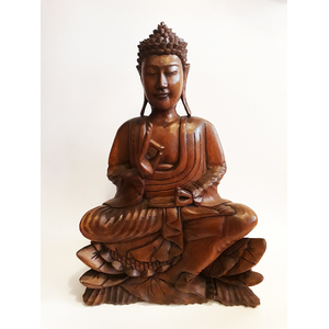 Buddhastatue, Holz, Vitarka-Mudra, 41cm