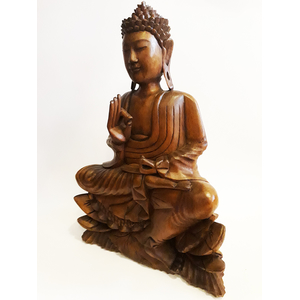 Buddhastatue, Holz, Vitarka-Mudra, 41cm