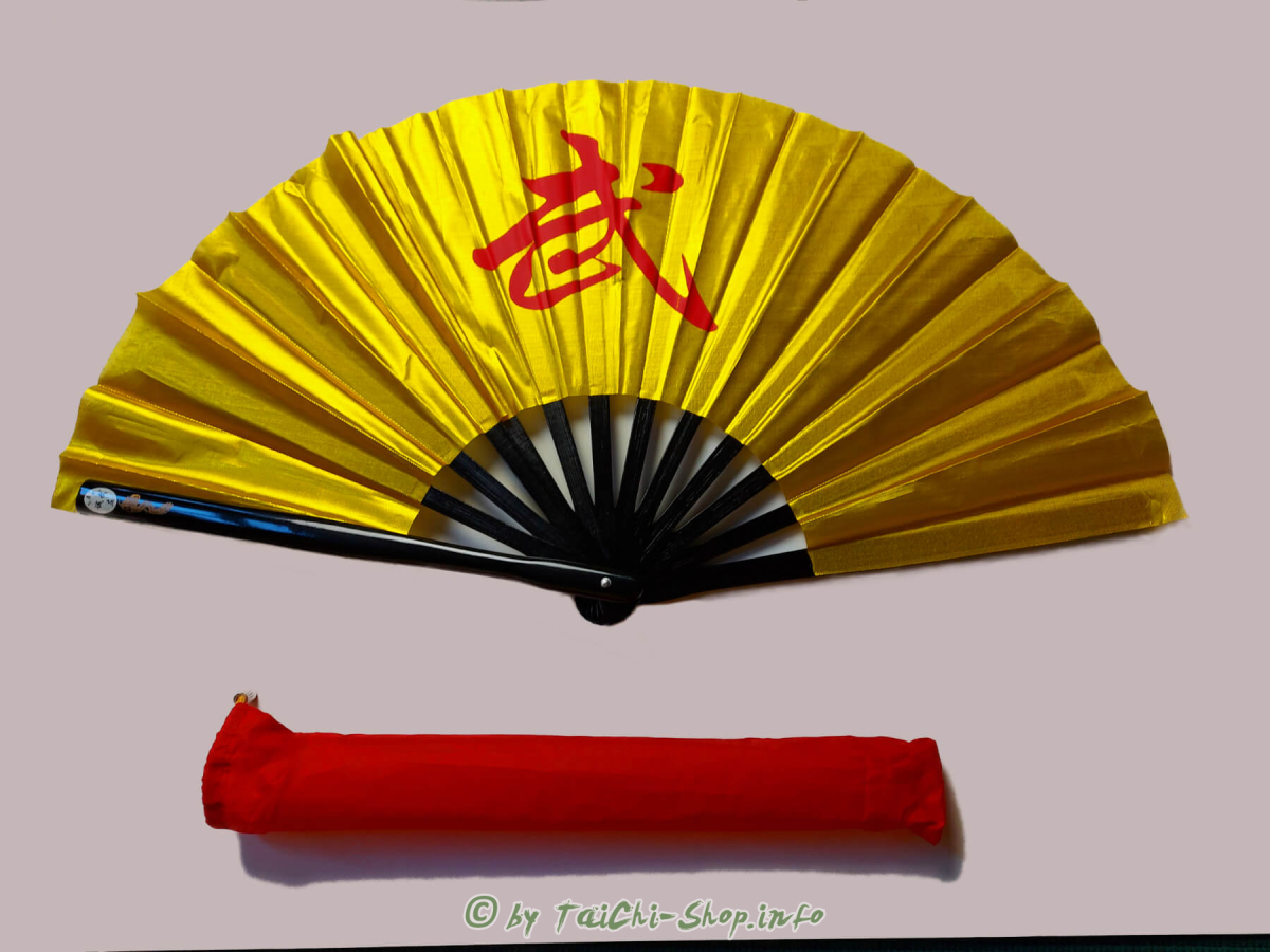 Tai Chi Übungsfächer WU (rot) - gold - links