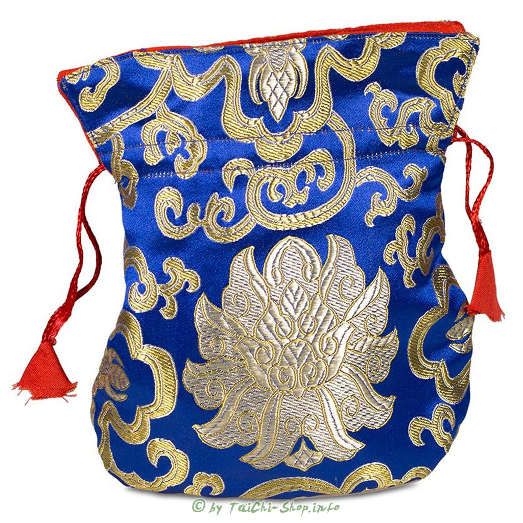 Mala Tasche - Brokat blau mit Lotus