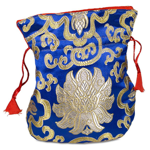 Mala Tasche - Brokat blau mit Lotus