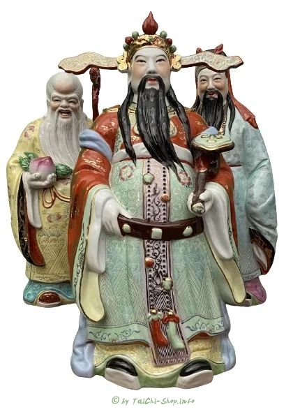 Glücksgötter Fu Lu Shou, Porzellan Figuren