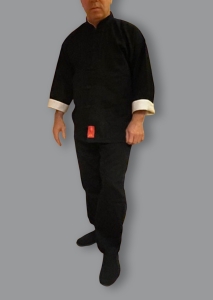 Tai Chi Anzug aus Baumwolle mit weissem Innenkragen 170 cm