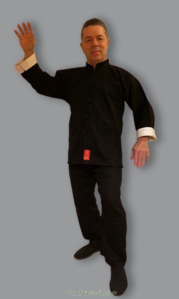 Tai Chi Anzug aus Baumwolle mit weissem Innenkragen 180 cm