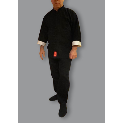 Tai Chi Anzug aus Baumwolle mit weissem Innenkragen 180 cm