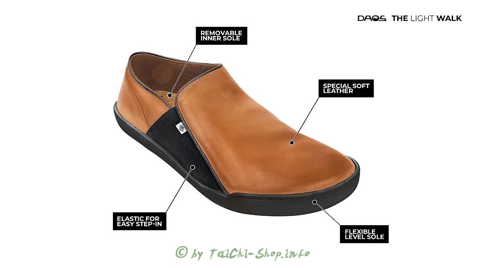 Tai Chi Barfußschuh DAOS 39 cognac / schwarze Sohle