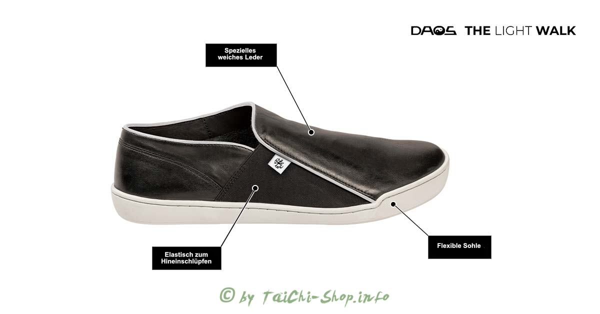 Tai Chi Barfußschuh DAOS 41 schwarz / weiße Sohle